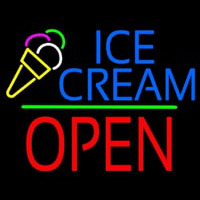 Ice Cream Logo Block Open Green Line Neonreclame
