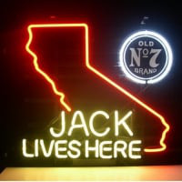 Jack Daniels Lives Here California Old #7 Whiskey Bier Bar Open Neonreclame