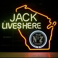 Jack Daniels Lives Here Whiskey Wisconsin Neon Bier Bord