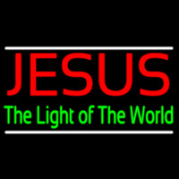 Jesus The Light Of World With Line Neonreclame