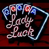 Lady Luck Poker Bier Bar Neonreclame