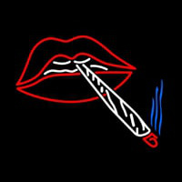 Lips Holding Cigrate Neonreclame