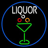 Liquor And Martini Glass Oval With Blue Border Neonreclame