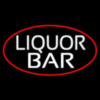 Liquor Bar Oval With Red Border Neonreclame