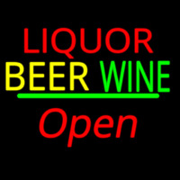 Liquor Beer Wine Cursive Open Neonreclame