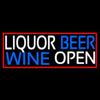 Liquor Beer Wine Open With Red Border Neonreclame