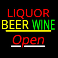 Liquor Beer Wine Open Yellow Line Neonreclame