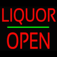 Liquor Block Open Green Line Neonreclame