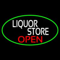 Liquor Store Open Oval With Green Border Neonreclame
