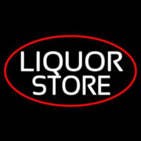 Liquor Store Oval With Red Border Neonreclame