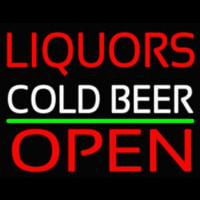 Liquors Cold Beer Open 1 Neonreclame