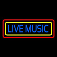 Live Music With Yellow Red Border Neonreclame