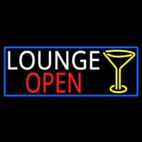 Lounge And Martini Glass Open With Blue Border Neonreclame