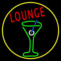 Lounge And Martini Glass Oval With Yellow Border Neonreclame