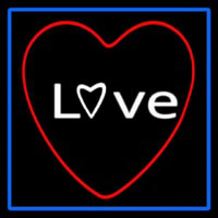 Love Red Heart With Blue Border Neonreclame