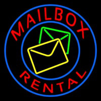 Mail Bo  Rental Blue Circle Neonreclame