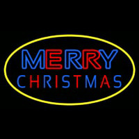 Merry Christmas Yellow Border Neonreclame