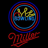 Miller Bowling Yellow Blue Beer Sign Neonreclame