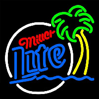 Miller Lite Circle Beach Palm Tree Beer Sign Neonreclame