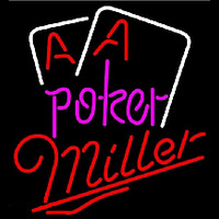 Miller Purple Lettering Red Aces White Cards Beer Sign Neonreclame