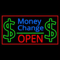 Money Change Dollar Logo Open Red Border Neonreclame