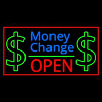 Money Change Dollar Logo Open Red Border Neonreclame