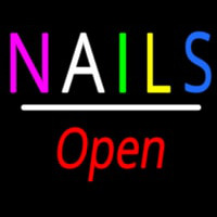 Multi Colored Nails Open White Line Neonreclame