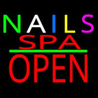Multi Colored Nails Spa Block Open Green Line Neonreclame