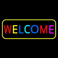Multi Colored Welcome Bar With Yellow Border Neonreclame