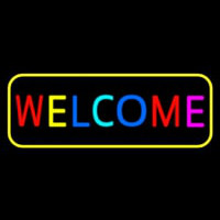 Multi Colored Welcome Bar With Yellow Border Neonreclame