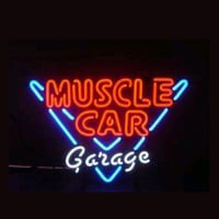 Muscle Car Garage Winkel Open Neonreclame