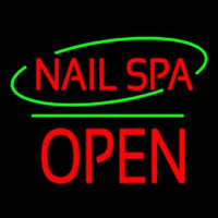 Nails Spa Block Open Green Line Neonreclame