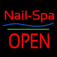 Nails Spa Block Open Green Line Neonreclame