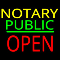Notary Public Block Open Green Line Neonreclame