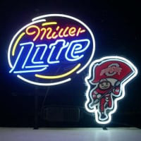 Ohio State Buckeyes Brutus Miller Lite Bier Neon Bar Pub Bord