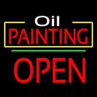 Oil Painting Open Green Line Neonreclame