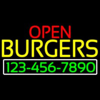 Open Burgers With Numbers Neonreclame