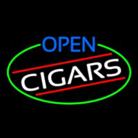 Open Cigars Oval With Green Border Neonreclame