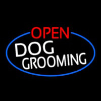 Open Dog Grooming Oval With Blue Border Neonreclame