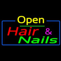 Open Hair And Nails With Blue Border Neonreclame
