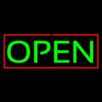 Open Horizontal Green Letters With Red Border Neonreclame