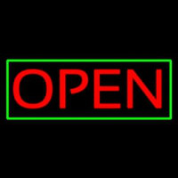 Open Horizontal Red Letters With Green Border Neonreclame