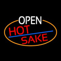 Open Hot Sake Oval With Orange Border Neonreclame