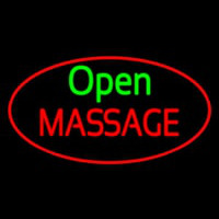 Open Massage Oval Red Neonreclame