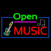 Open Music With Guitar Logo Neonreclame