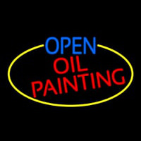 Open Oil Painting Oval With Yellow Border Neonreclame