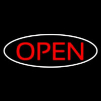 Open Oval White Red Neonreclame