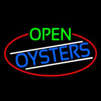 Open Oysters Oval With Red Border Neonreclame