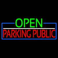 Open Parking Public With Blue Border Neonreclame