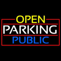 Open Parking Public With Red Border Neonreclame